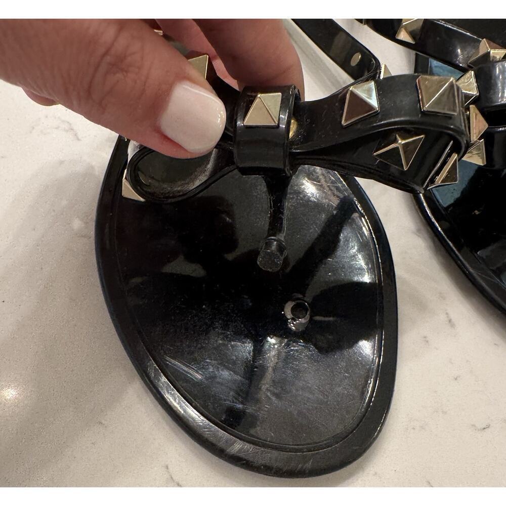 Valentino Rockstud Black Jelly Sandals Size 40 (One Broken Strap) - Picture 5 of 9